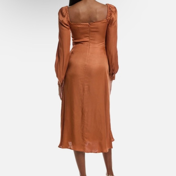 NWT Farm Rio Rust Satin Midi Dress - Size 12 - Picture 2 of 7
